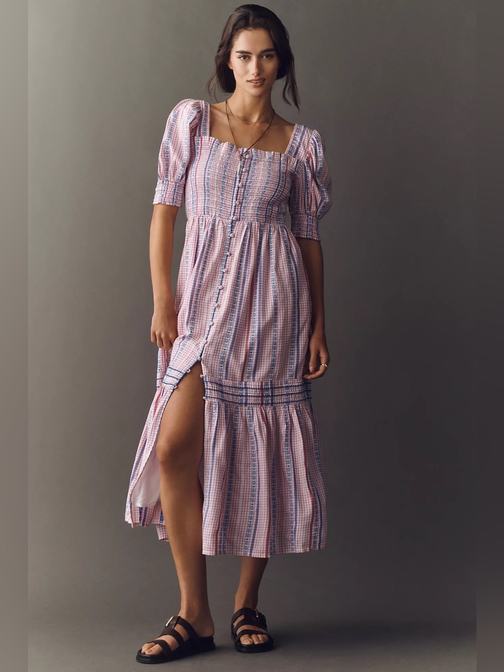 Anthropologie Peregrine Puff-Sleeve Midi Dress